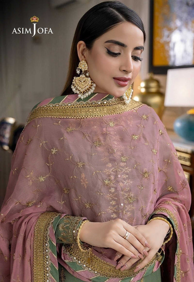 Asim Jofa Chiffon Embroidered Sequence Luxury Unstitched 3PC Suit