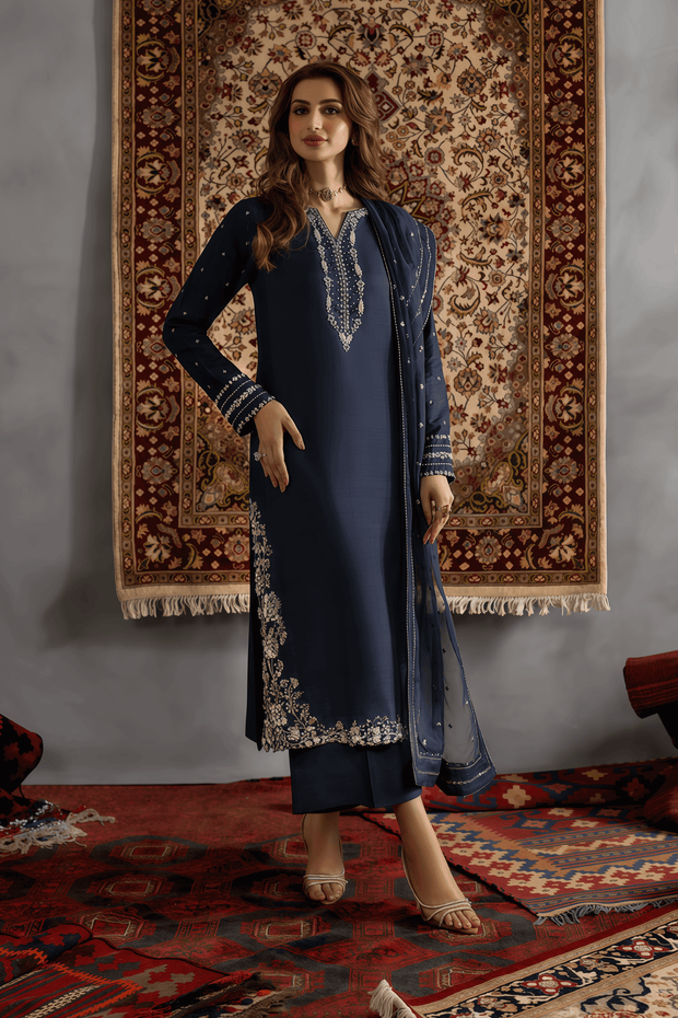 IZNIK Shamooz Silk Luxury Embroidered Unstitched 3PC Suit