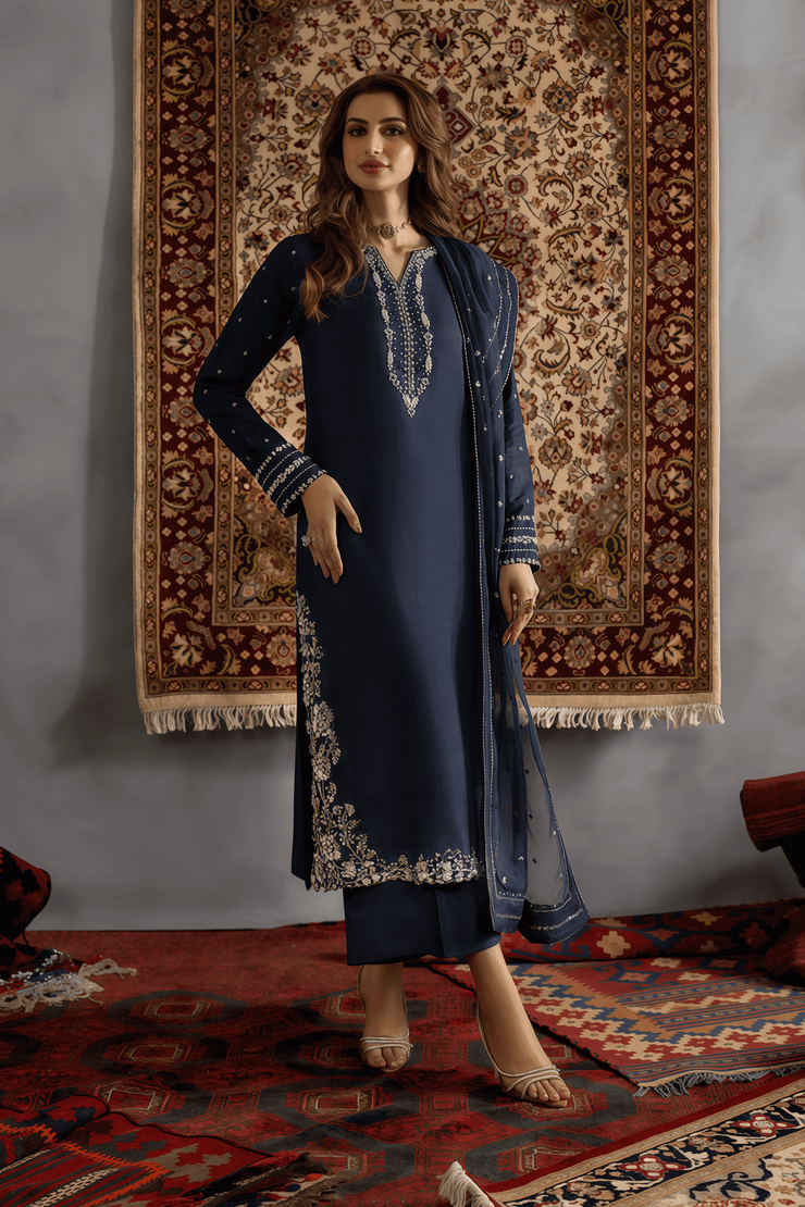 IZNIK Shamooz Silk Luxury Embroidered Unstitched 3PC Suit