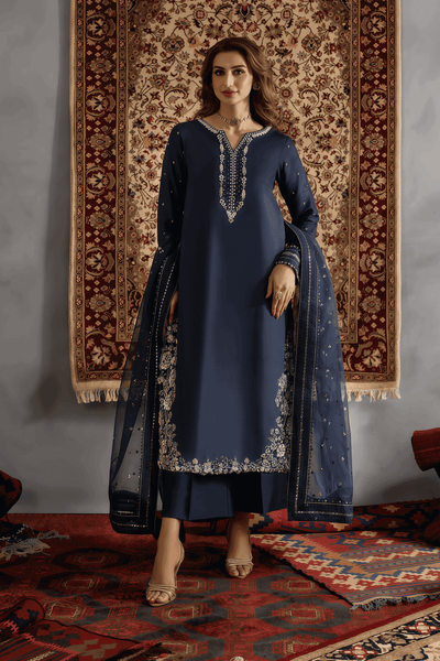 IZNIK Shamooz Silk Luxury Embroidered Unstitched 3PC Suit