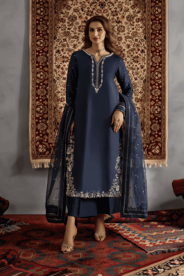 IZNIK Shamooz Silk Luxury Embroidered Unstitched 3PC Suit