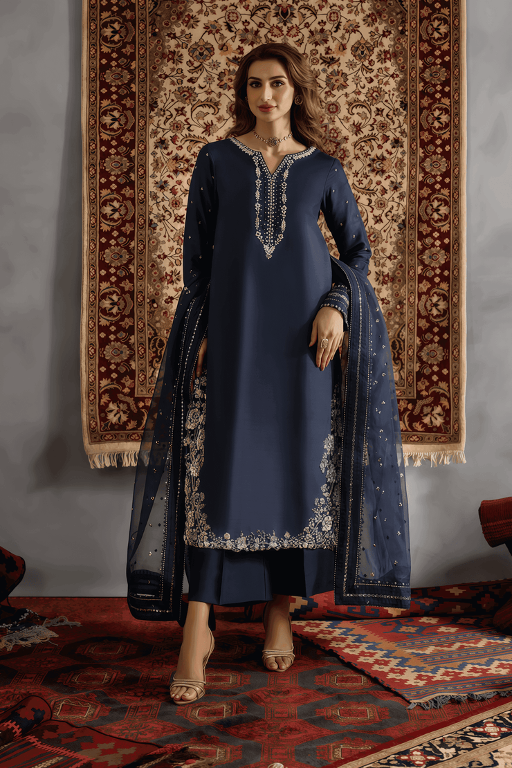 IZNIK Shamooz Silk Luxury Embroidered Unstitched 3PC Suit