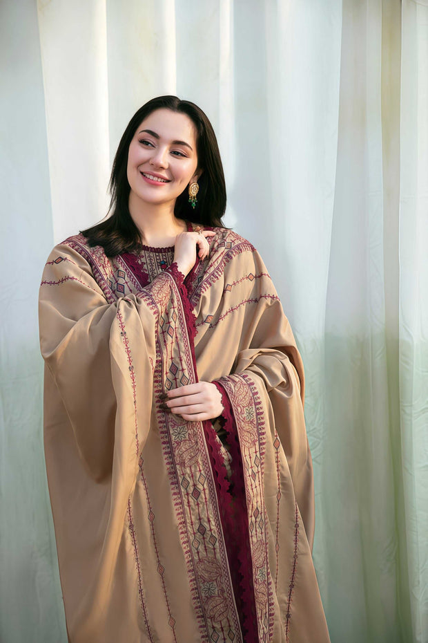 Florent Dhanak Heavy Embroidered Luxury Unstitched 3PC Suit – Winter Collection