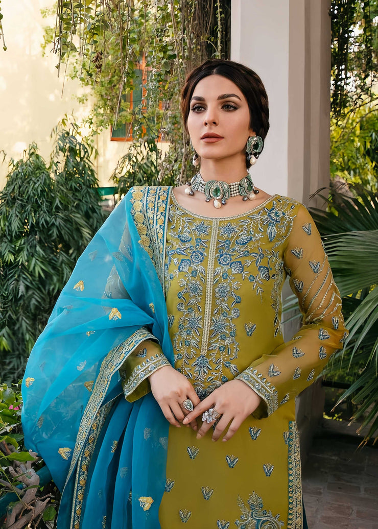 Akbar Aslam Organza Embroidered Sequence Formal Unstitched 3PC Suit