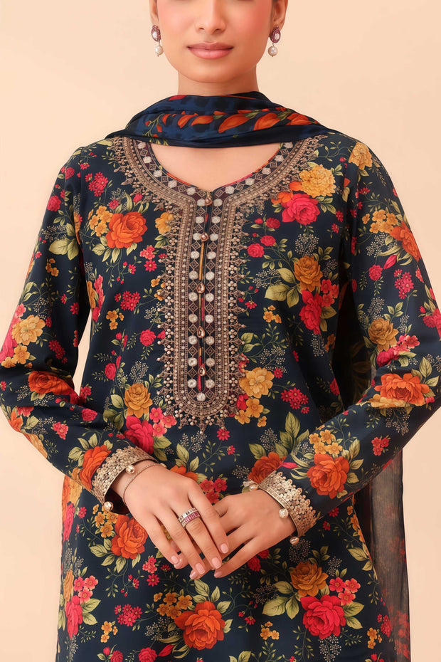 Maria B Winter Collection – Luxury Embroidered Digital Printed Khaddar Unstitched 3PC Suit