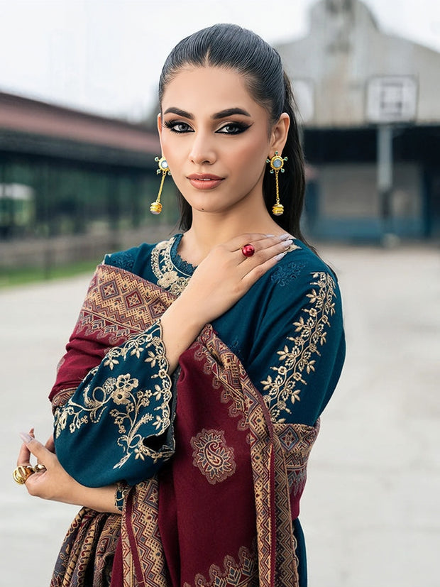IZEL Winter Collection Premium Airjet Dhanak Embroidered 3PC Suit