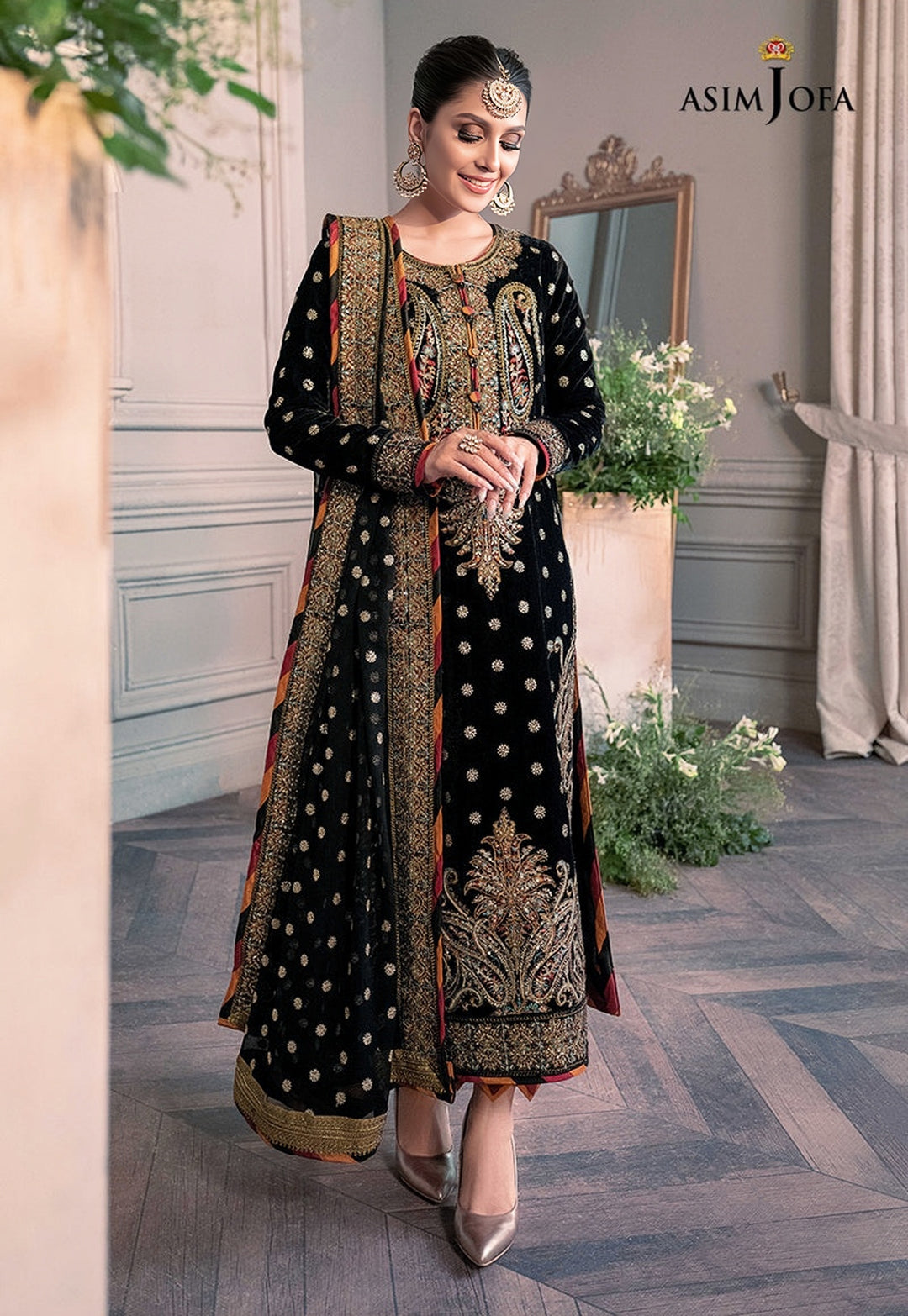 Asim Jofa Luxury Velvet Embroidered Unstitched 3PC Suit