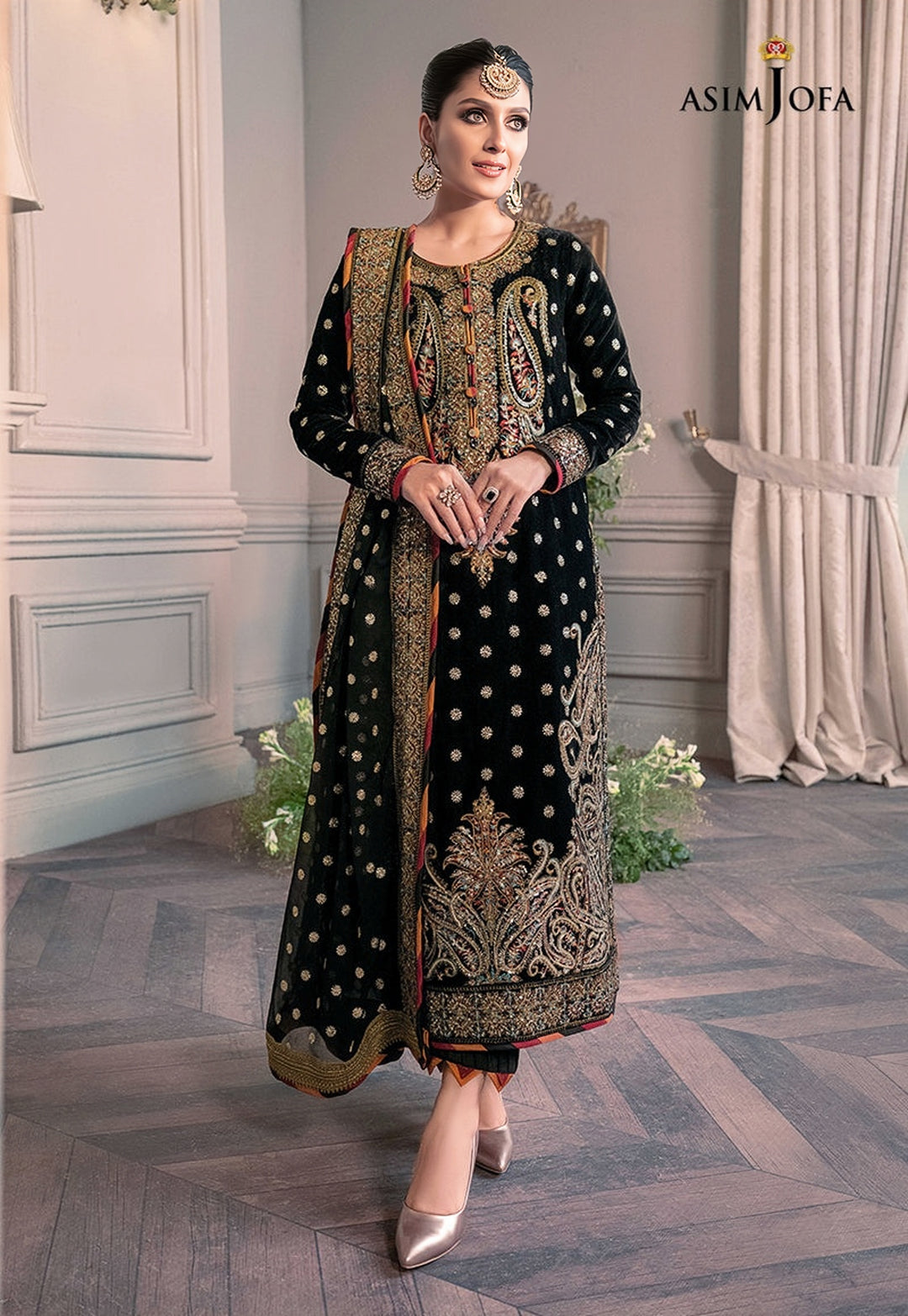 Asim Jofa Luxury Velvet Embroidered Unstitched 3PC Suit