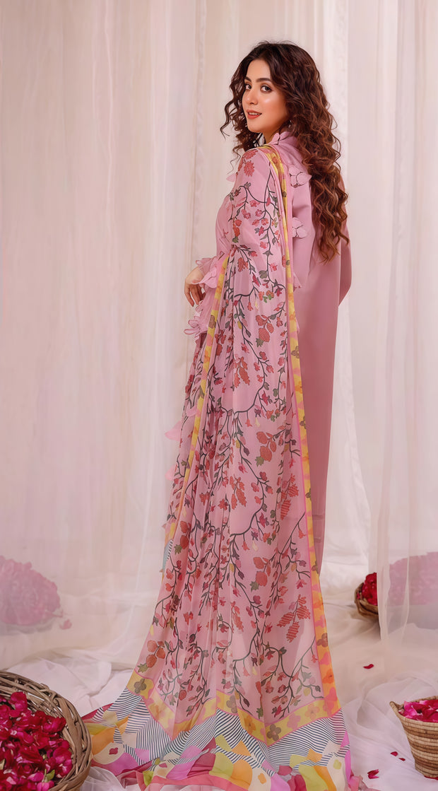 LIMELIGHT Embroidered Lawn 3-Piece Unstitched Suit with Diamond Printed Dupatta