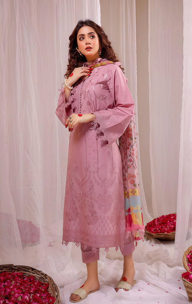 LIMELIGHT Embroidered Lawn 3-Piece Unstitched Suit with Diamond Printed Dupatta