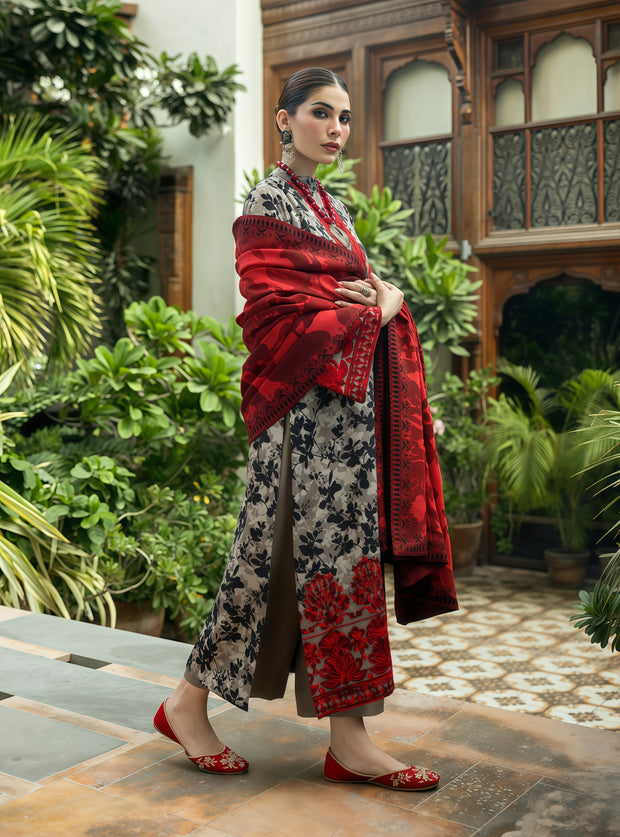 Premium~Zemestan Elegant 3-Piece Digital Printed Lawn Suit – Unstitched