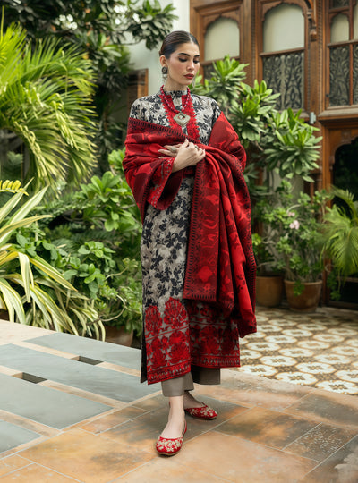 Premium~Zemestan Elegant 3-Piece Digital Printed Lawn Suit – Unstitched