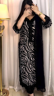Zebra Elegance – Black & White Formal 2-Piece Ensemble