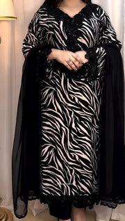 Zebra Elegance – Black & White Formal 2-Piece Ensemble