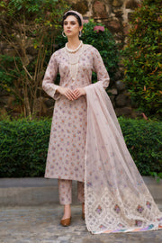 Baroque | Luxury Pret Lawn Suit - Dusty Pink Embroidered Organza Dupatta
