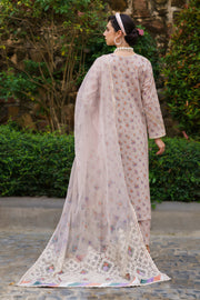 Baroque | Luxury Pret Lawn Suit - Dusty Pink Embroidered Organza Dupatta