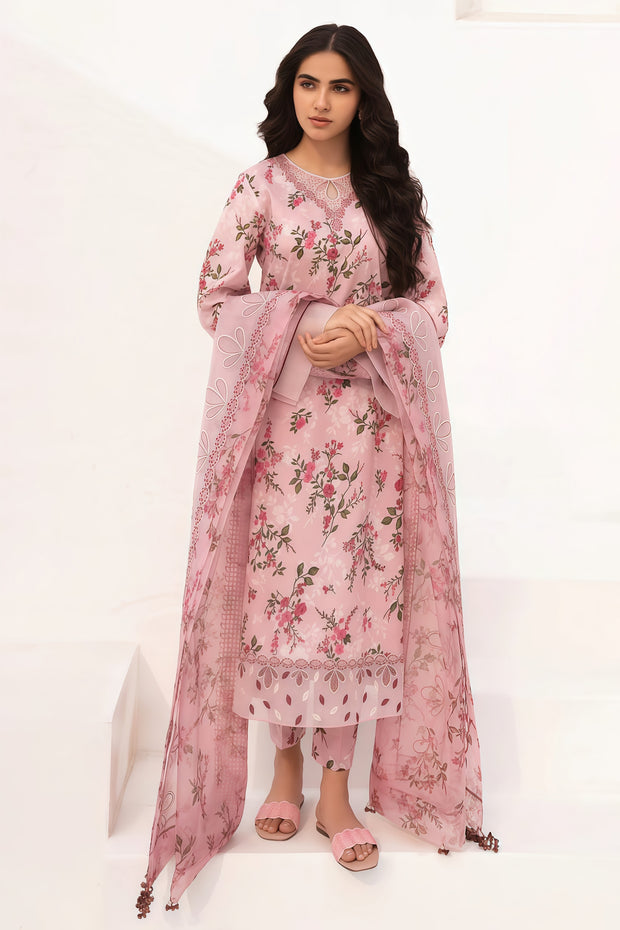 Baroque Pink Pure Lawn 3-Piece Dress - Summer Collection 2025