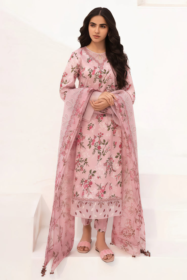 Baroque Pink Pure Lawn 3-Piece Dress - Summer Collection 2025