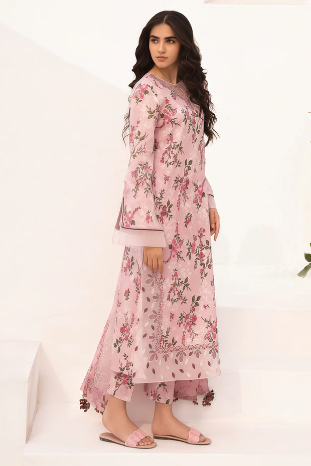Baroque Pink Pure Lawn 3-Piece Dress - Summer Collection 2025