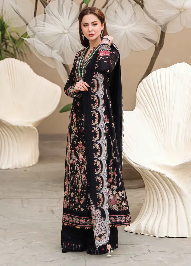 Qalamkar Embroidered Lawn 3-Piece Suit - Unstitched Luxury