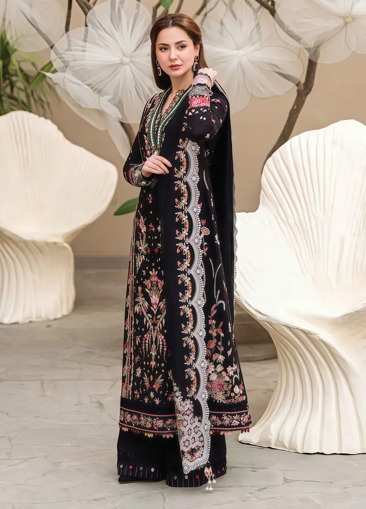 Qalamkar Embroidered Lawn 3-Piece Suit - Unstitched Luxury
