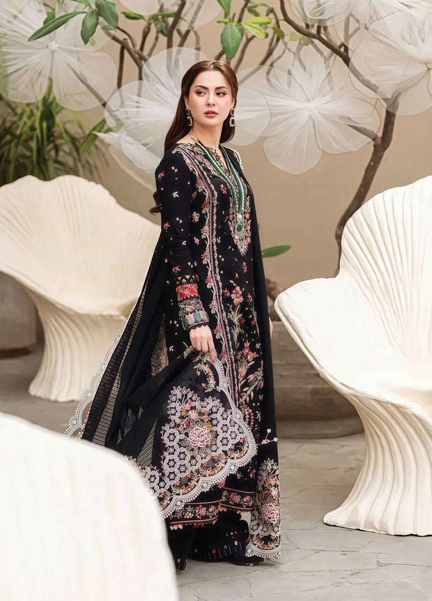 Qalamkar Embroidered Lawn 3-Piece Suit - Unstitched Luxury