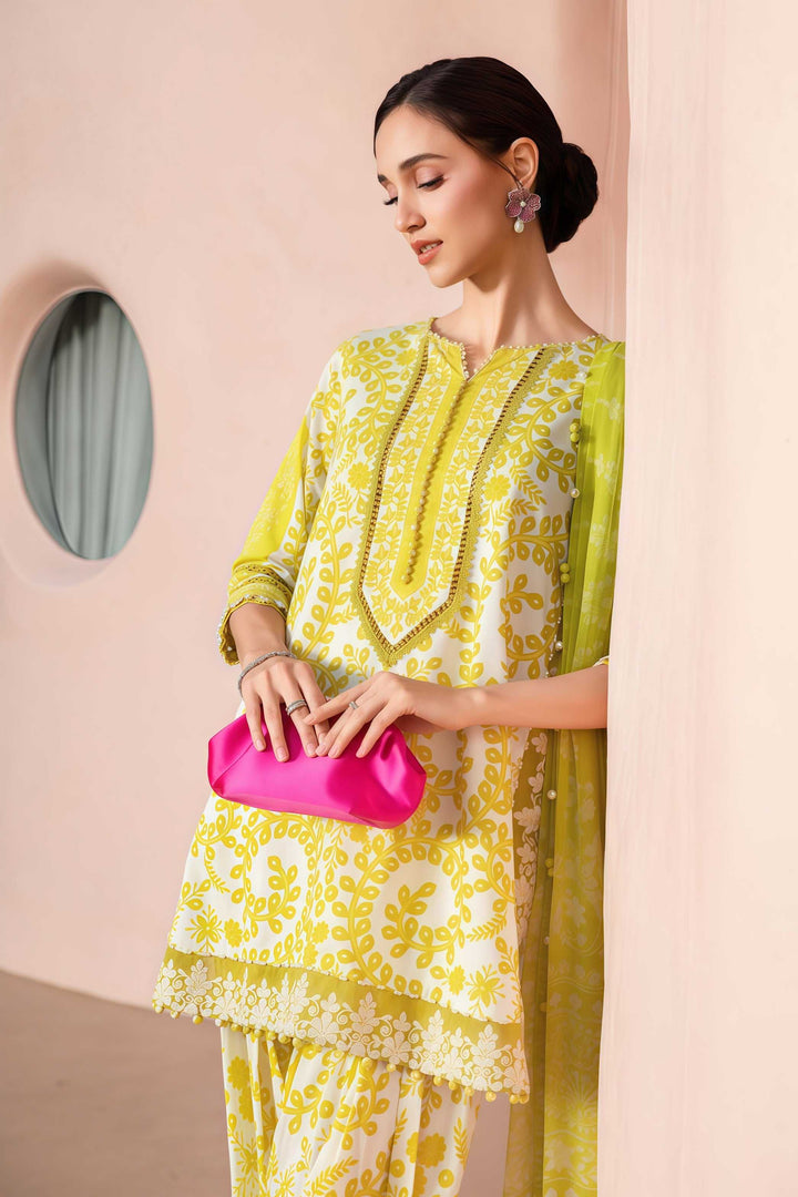 Maria.B Lawn 3-Piece Suit with Embroidered Organza Patches & Chiffon Dupatta