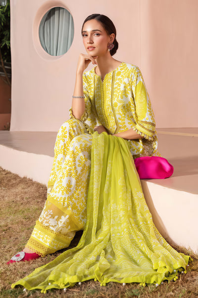 Maria.B Lawn 3-Piece Suit with Embroidered Organza Patches & Chiffon Dupatta