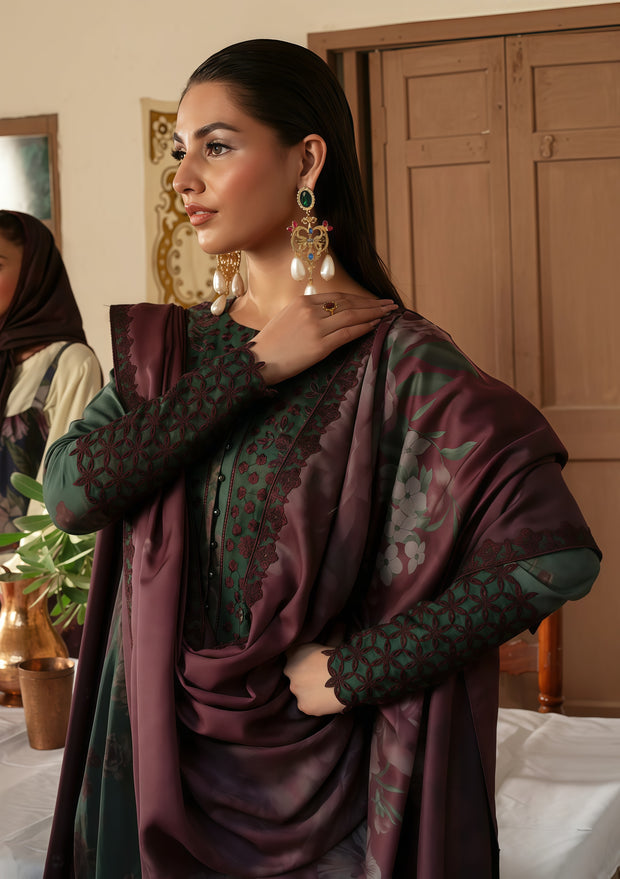 Iznik Lawn Embroidered Patchwork Unstitched 3 Piece Suit with Chiffon Dupatta