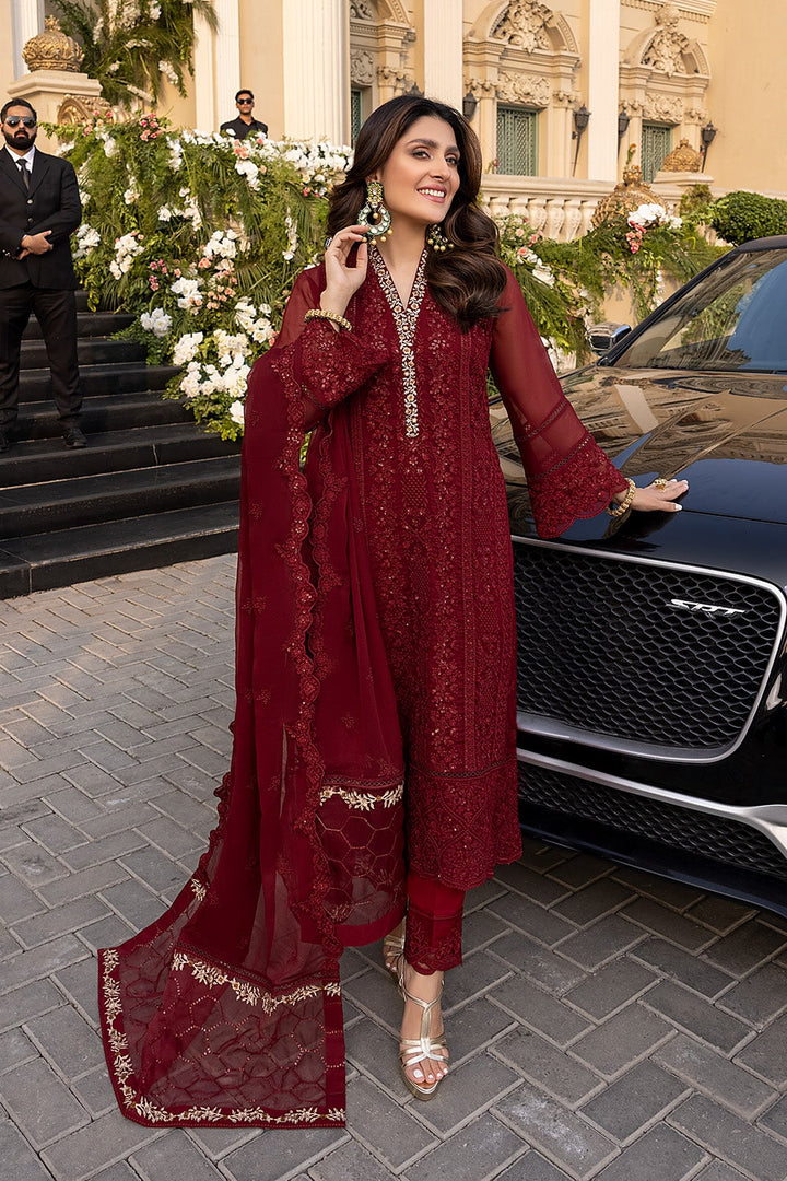 Azure Chiffon Embroidered Unstitched 3PC SK-2409