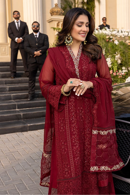 Azure Chiffon Embroidered Unstitched 3PC SK-2409