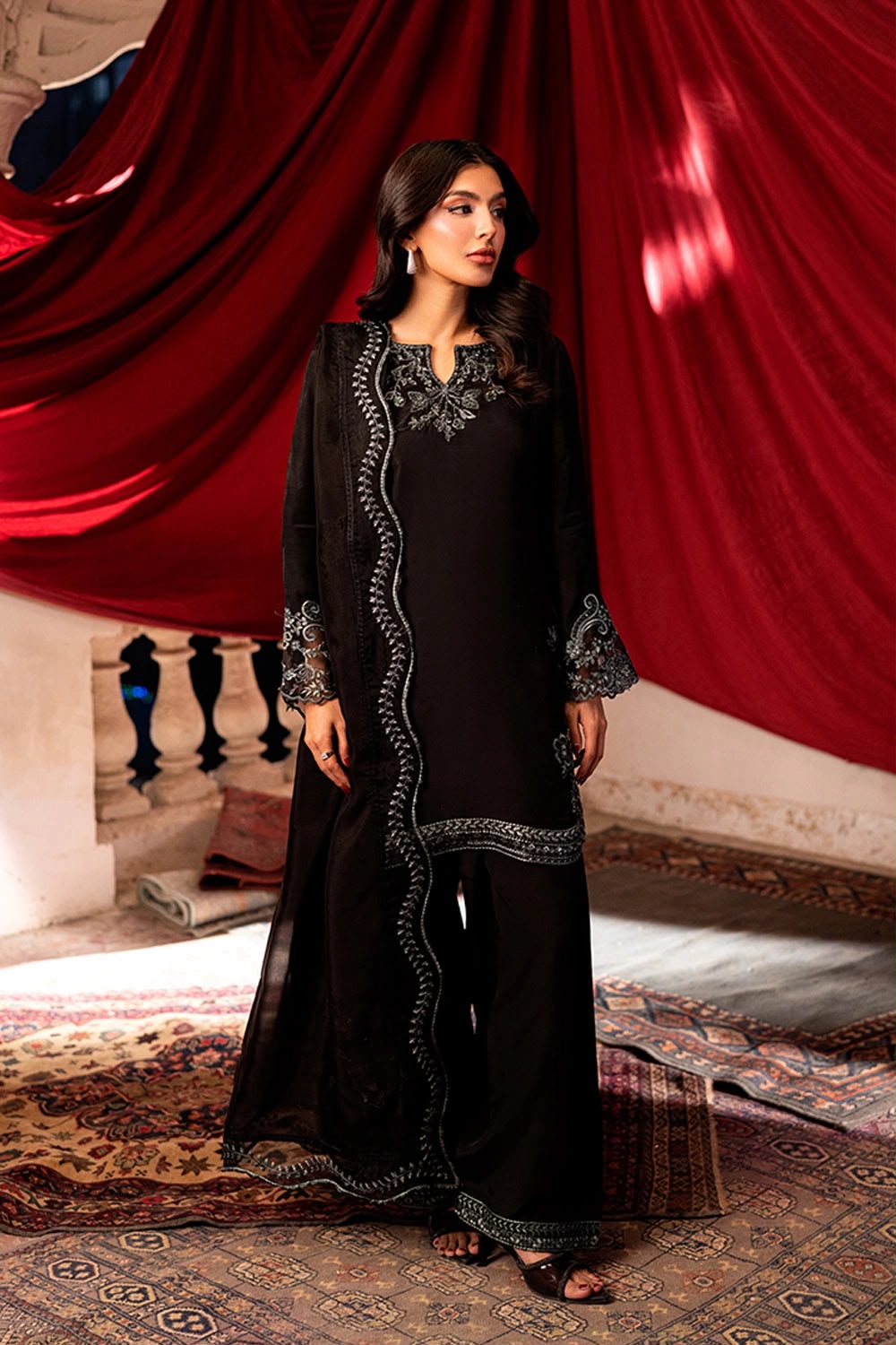 Azure Chiffon Embroidered Unstitched 3PC SK-1300