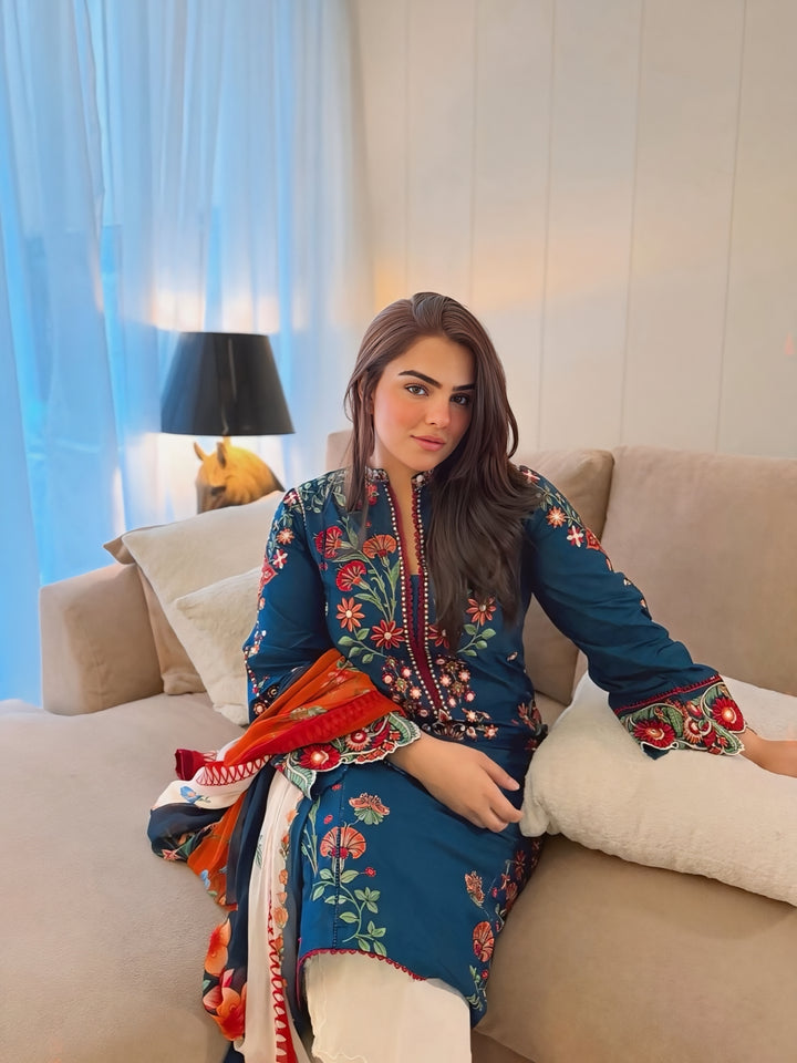 Hussain Rehar Dhanak Embroidered Unstitched 3PC FF-2586