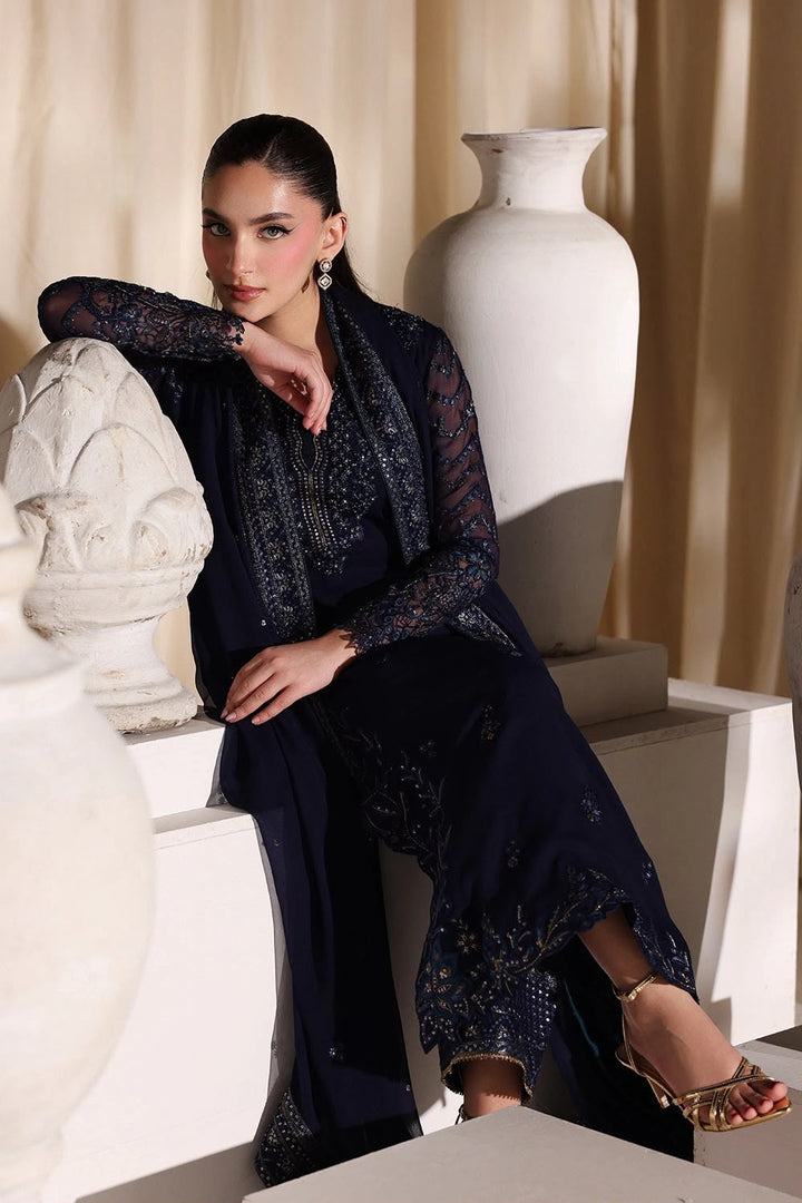 Azure Chiffon Embroidered Unstitched 3PC SK-2425