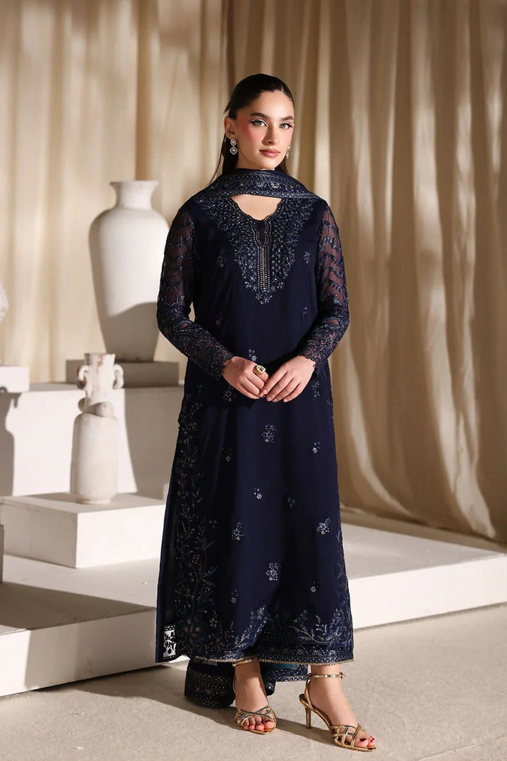 Azure Chiffon Embroidered Unstitched 3PC SK-2425
