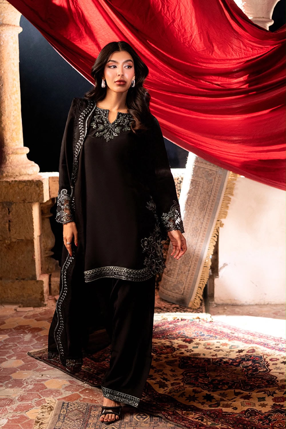 Azure Chiffon Embroidered Unstitched 3PC SK-1300