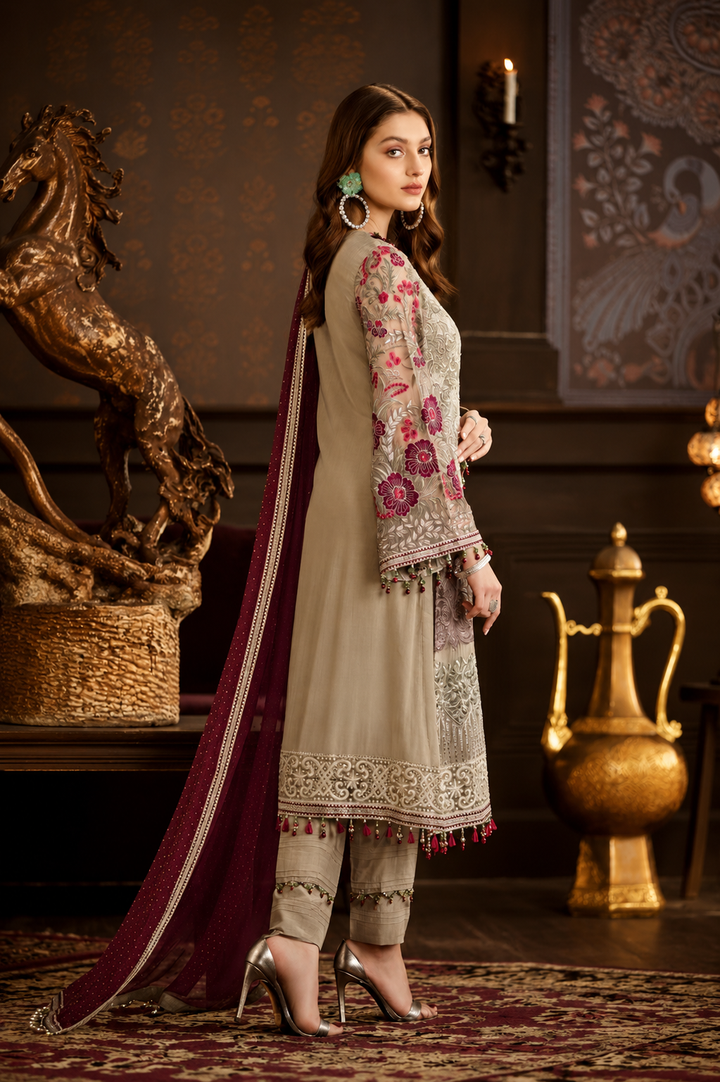 Flossie Chiffon Embroidered Unstitched 3PC SK-2414