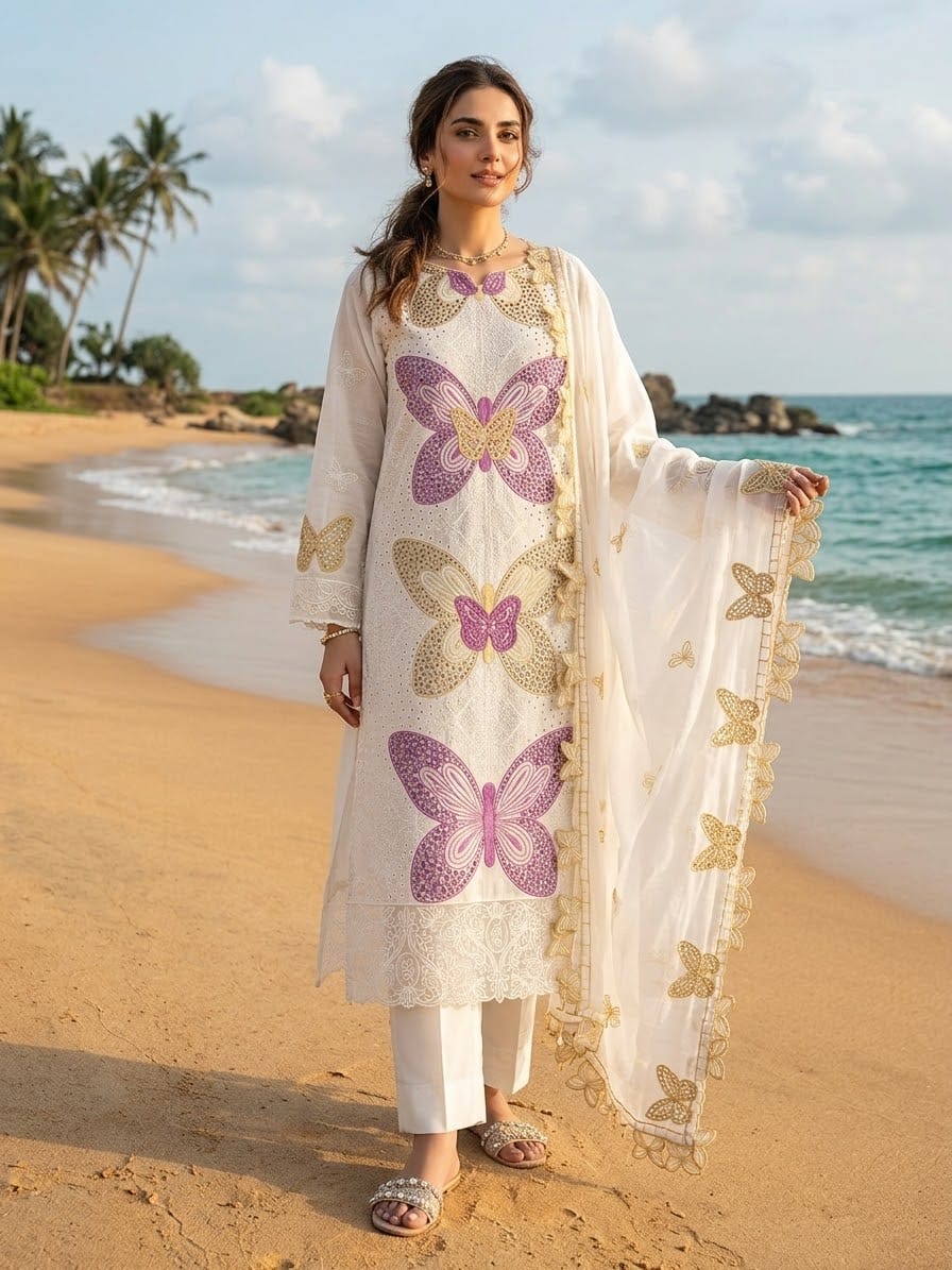 Maria B Summer Lawn Embroidered Unstitched 3PC BR-1078