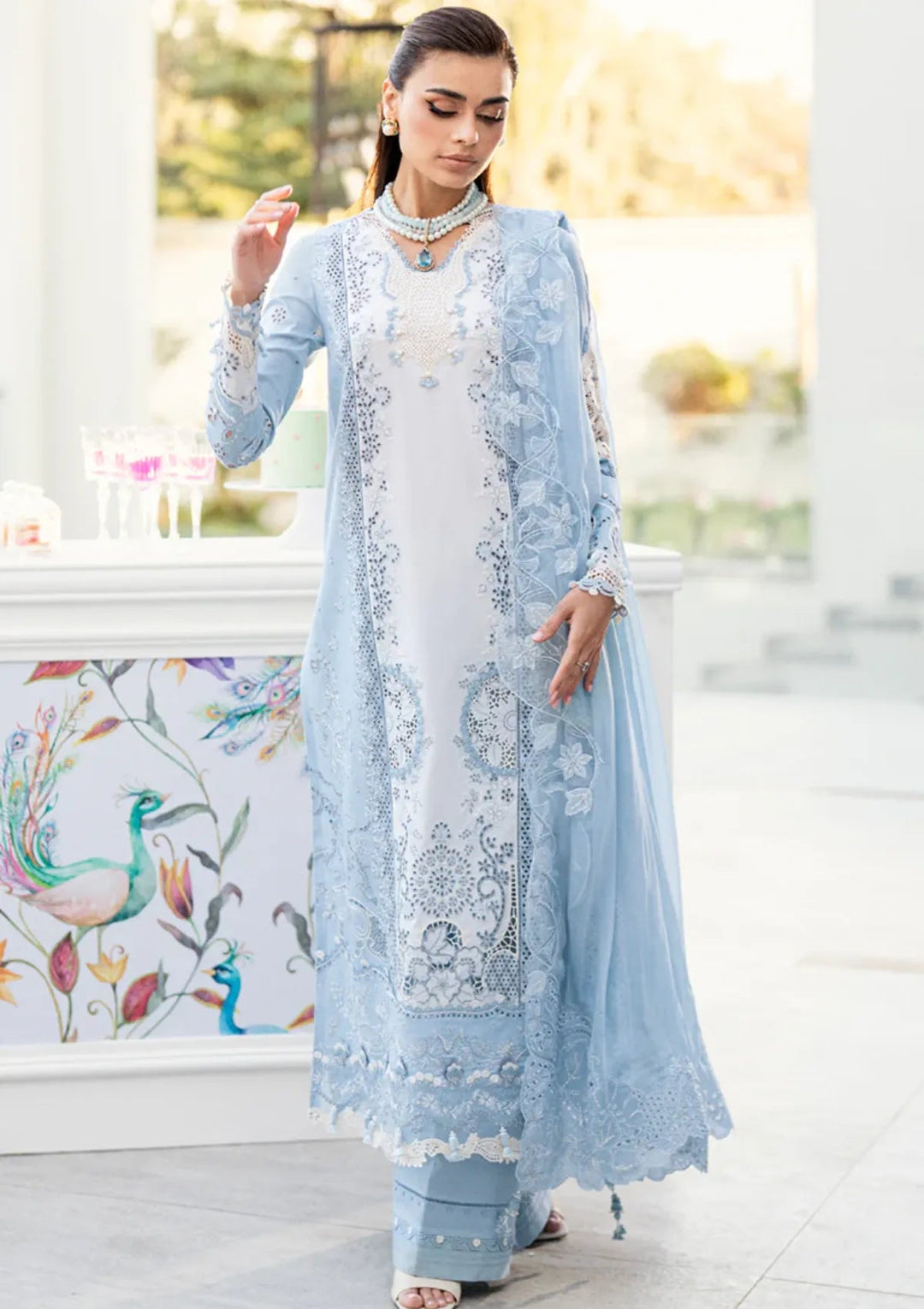Qalamkar Summer Lawn Embroidered Unstitched 3PC SK-1090