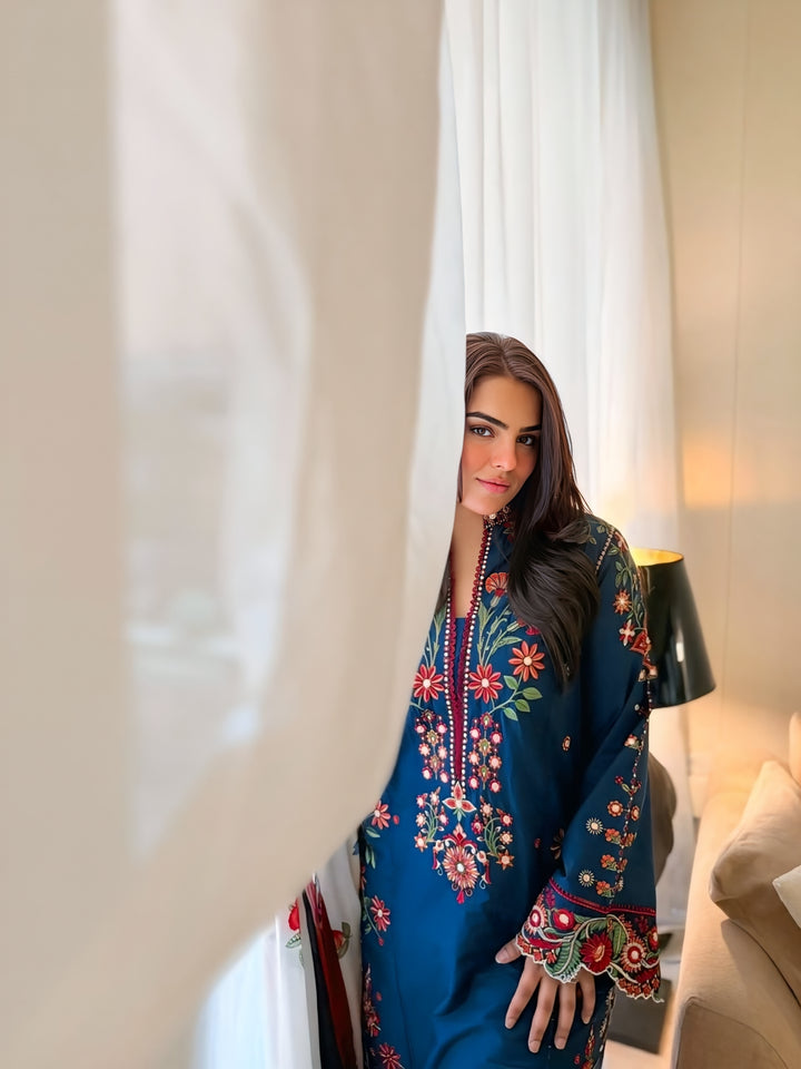 Hussain Rehar Dhanak Embroidered Unstitched 3PC FF-2586
