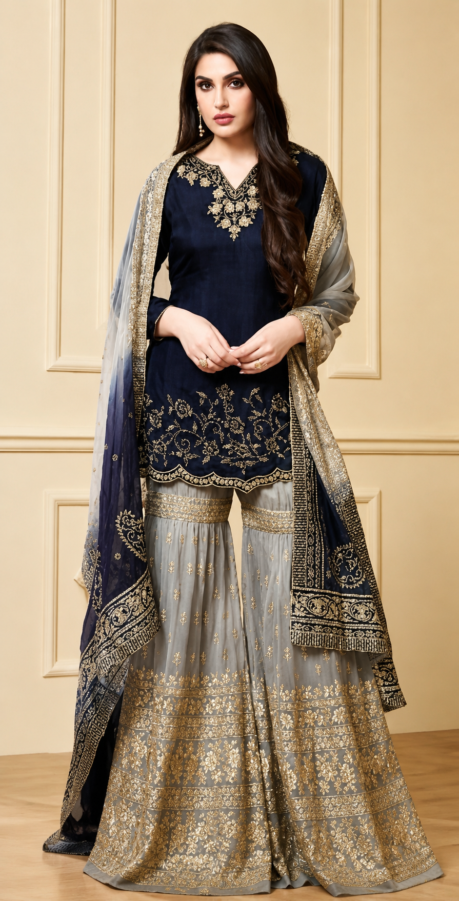 Nazakat Chiffon Embroidered Unstitched 4PC LU-1256