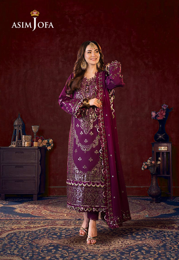 Asim Jofa Chiffon Embroidered Unstitched 3PC LU-1211