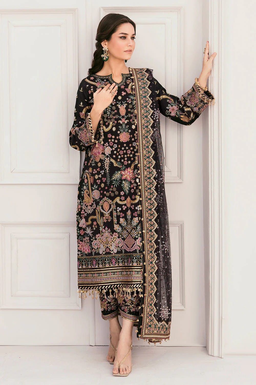 Baroque Net Embroidered Unstitched 3PC LU-131