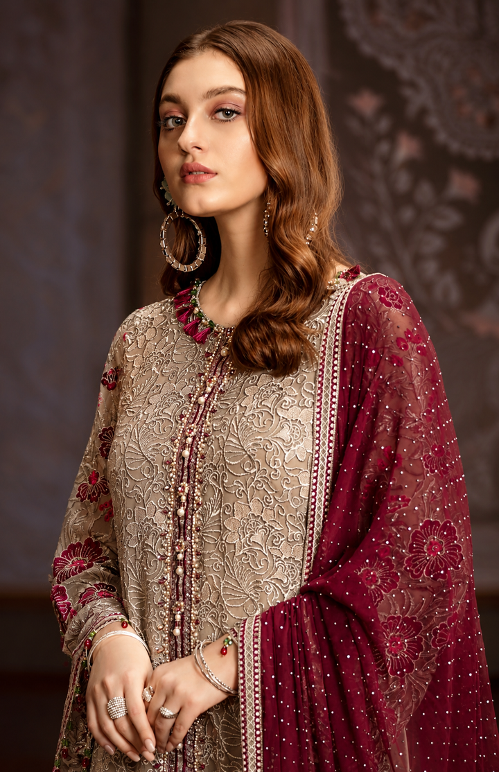 Flossie Chiffon Embroidered Unstitched 3PC SK-2414