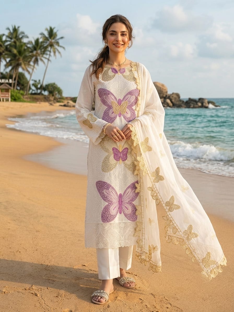 Maria B Summer Lawn Embroidered Unstitched 3PC BR-1078