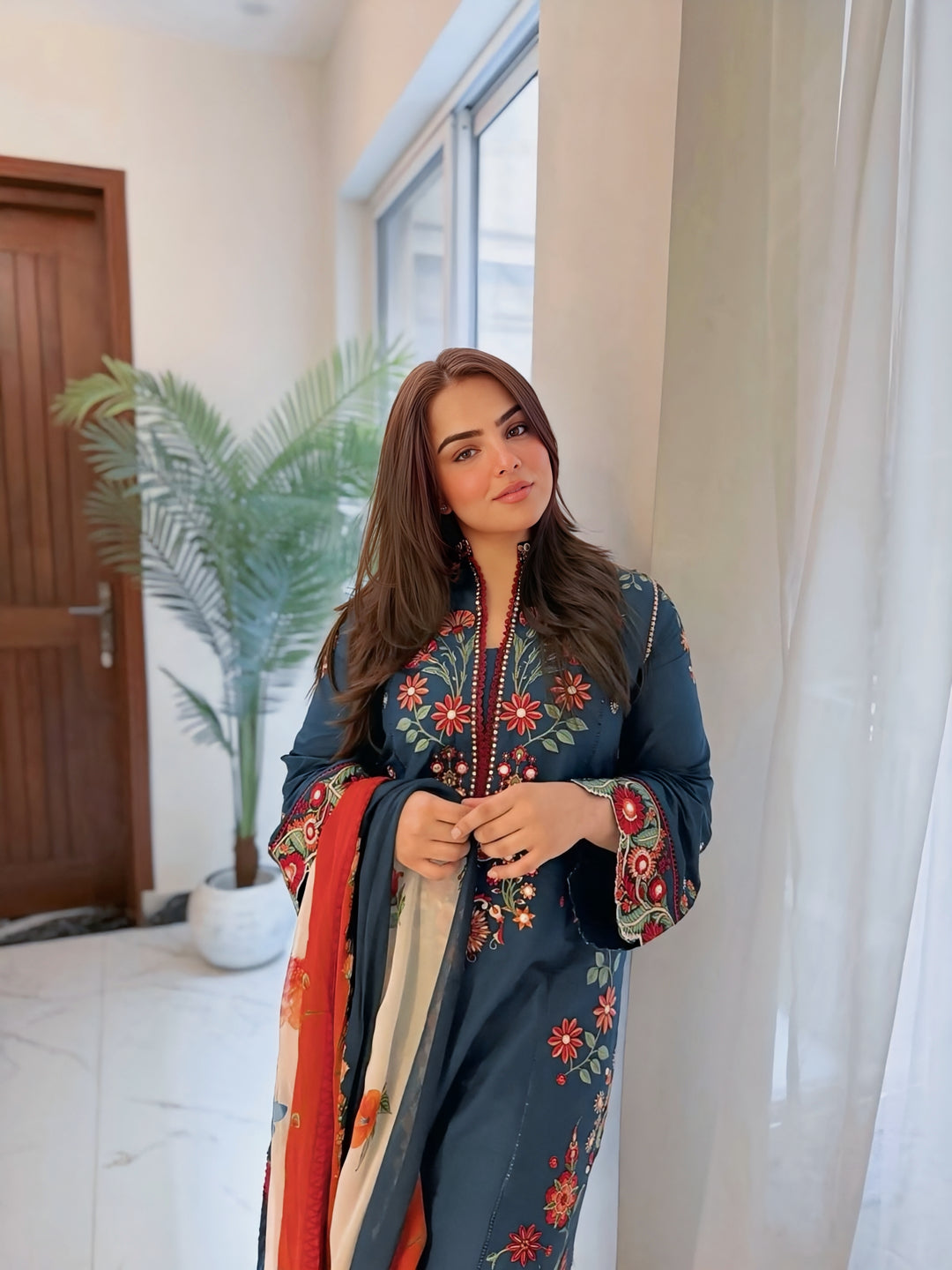 Hussain Rehar Dhanak Embroidered Unstitched 3PC FF-2586