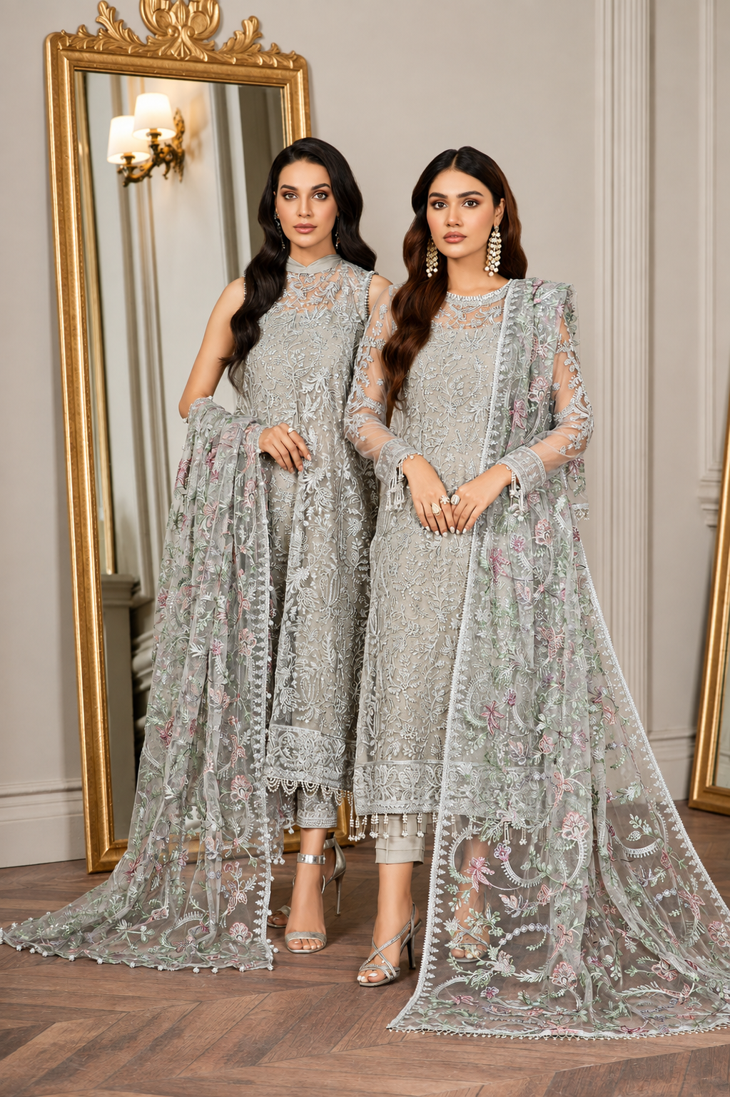 Zarif Luxury Net Embroidered Unstitched 3PC SK-2401