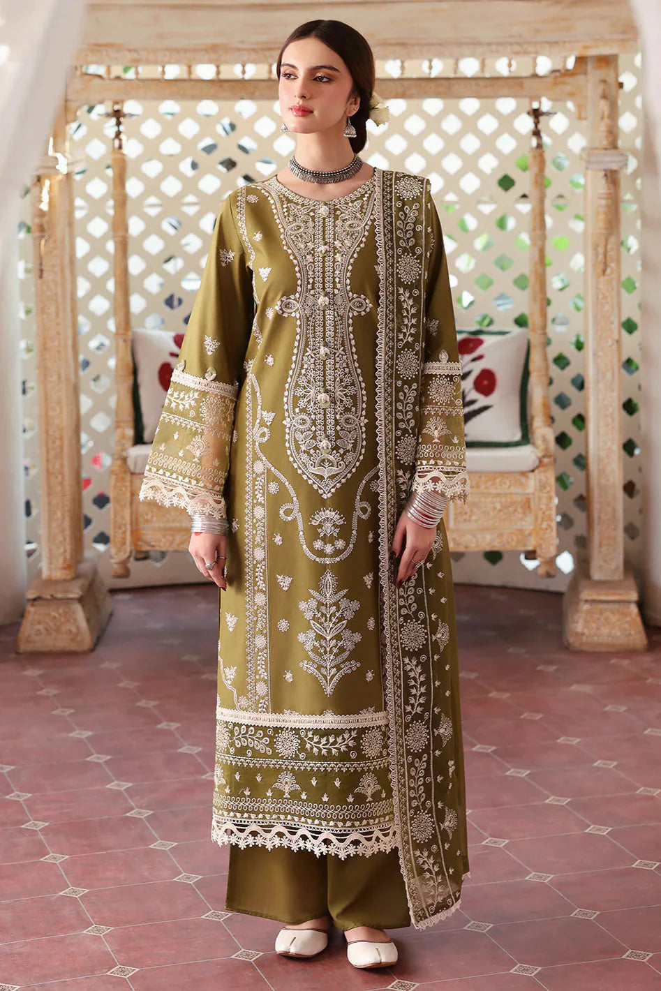 Mahnur Summer Lawn Embroidered Unstitched 3PC FF-1090