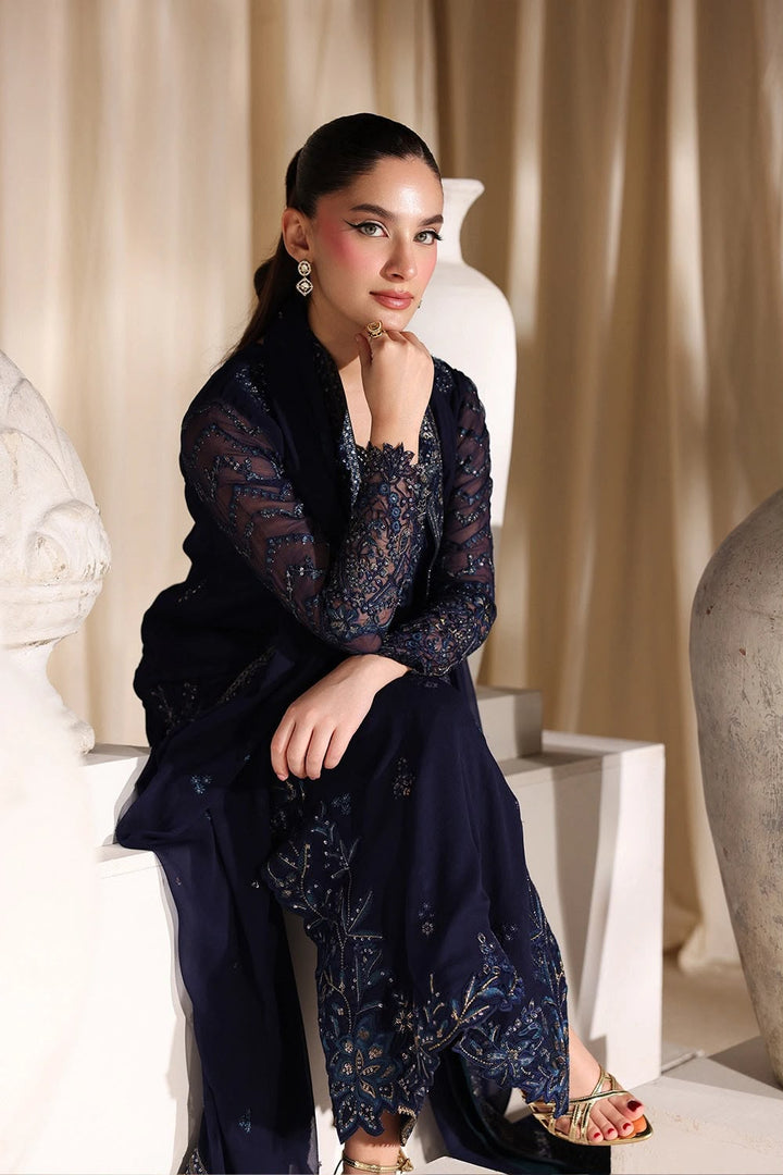 Azure Chiffon Embroidered Unstitched 3PC SK-2425