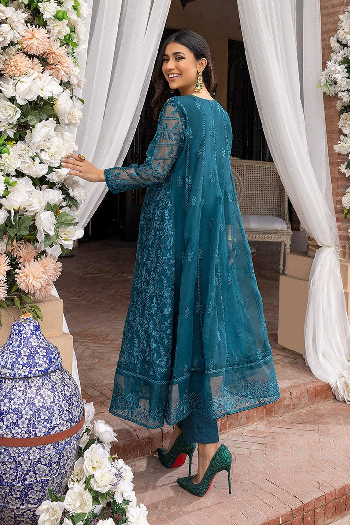 Azure Organza Embroidered Unstitched 3PC LU-2430